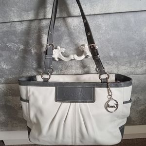 White leather coach purse